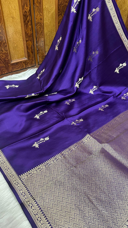 Germon Blue Mashru silk handloom banarasi saree