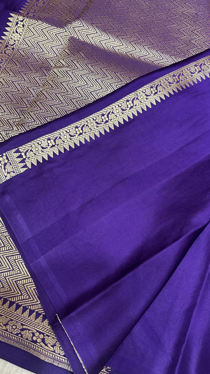 Germon Blue Mashru silk handloom banarasi saree
