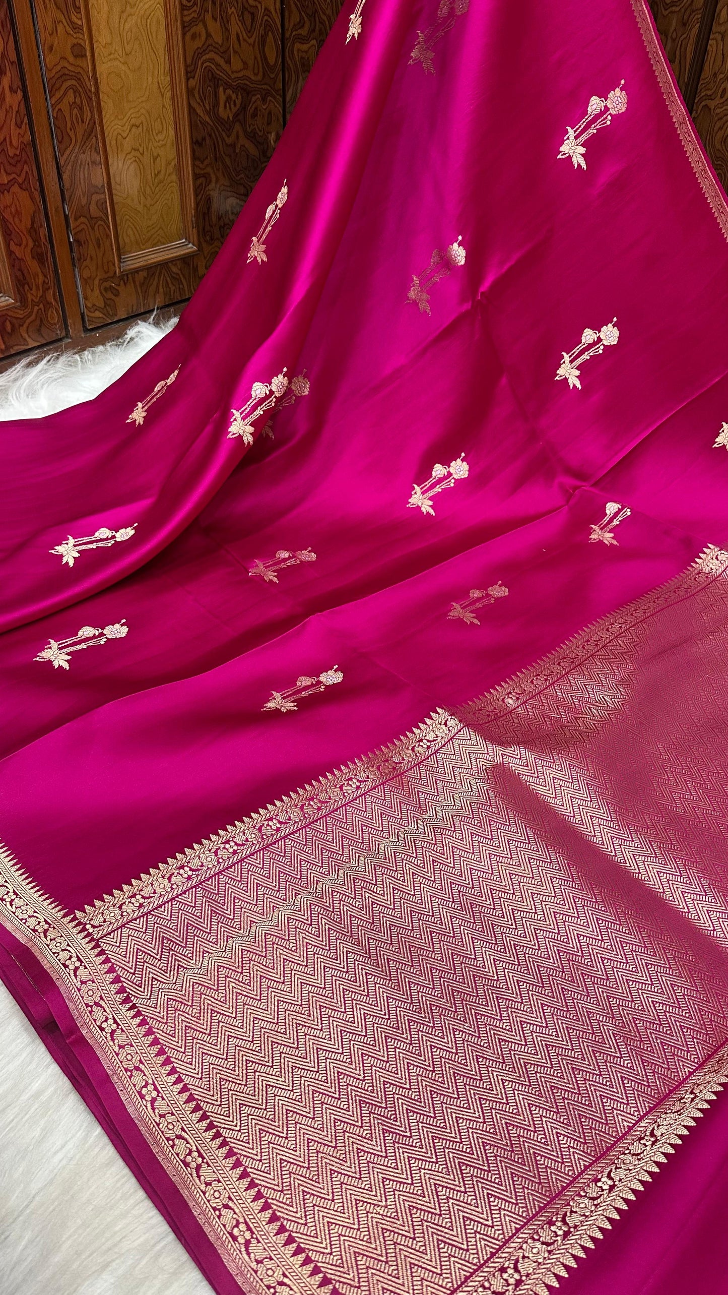 Marganta Mashru silk handloom banarasi saree