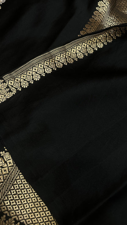 Black Mashru silk handloom banarasi saree