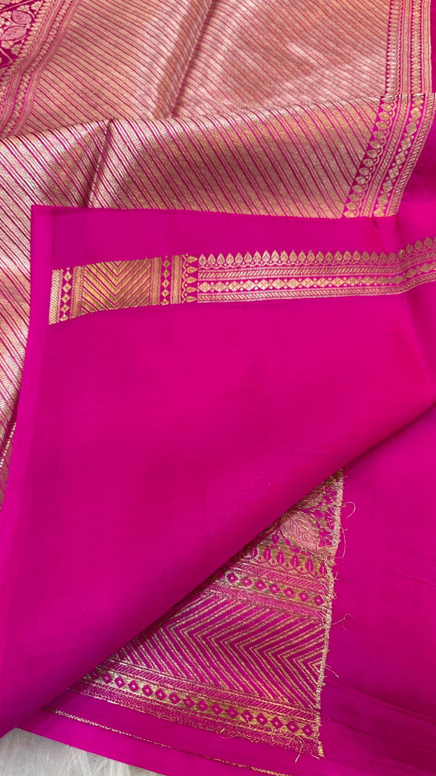 Magenta Pure Row Mango Silk Zari Brocade Saree