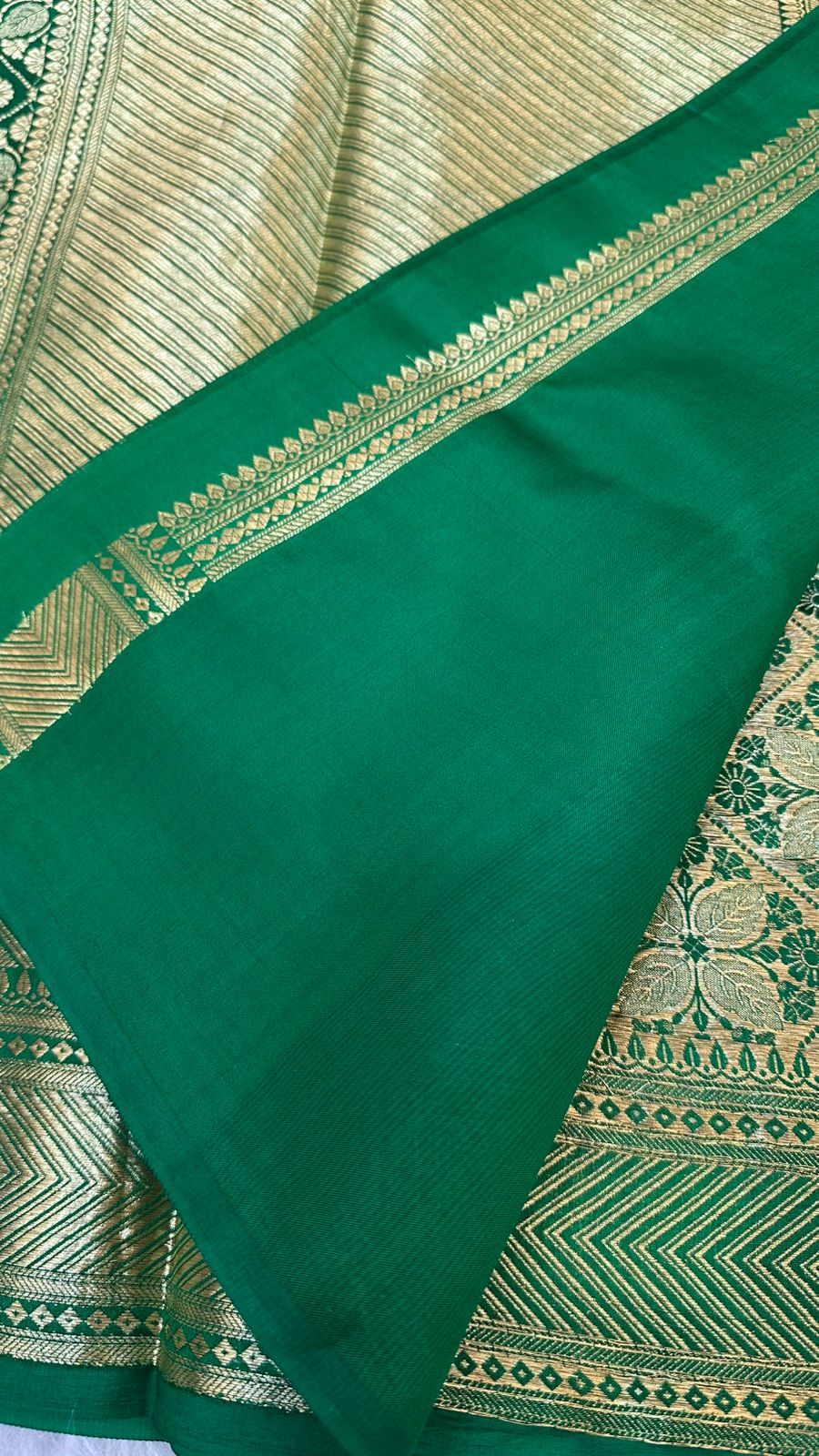 Bottle Green Pure Row Mango Zari Brocade Saree