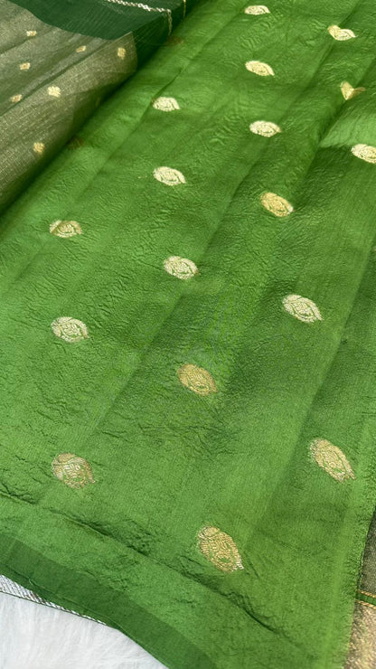 Pure Organza Silk Zari Buti Zari Lines Design Saree