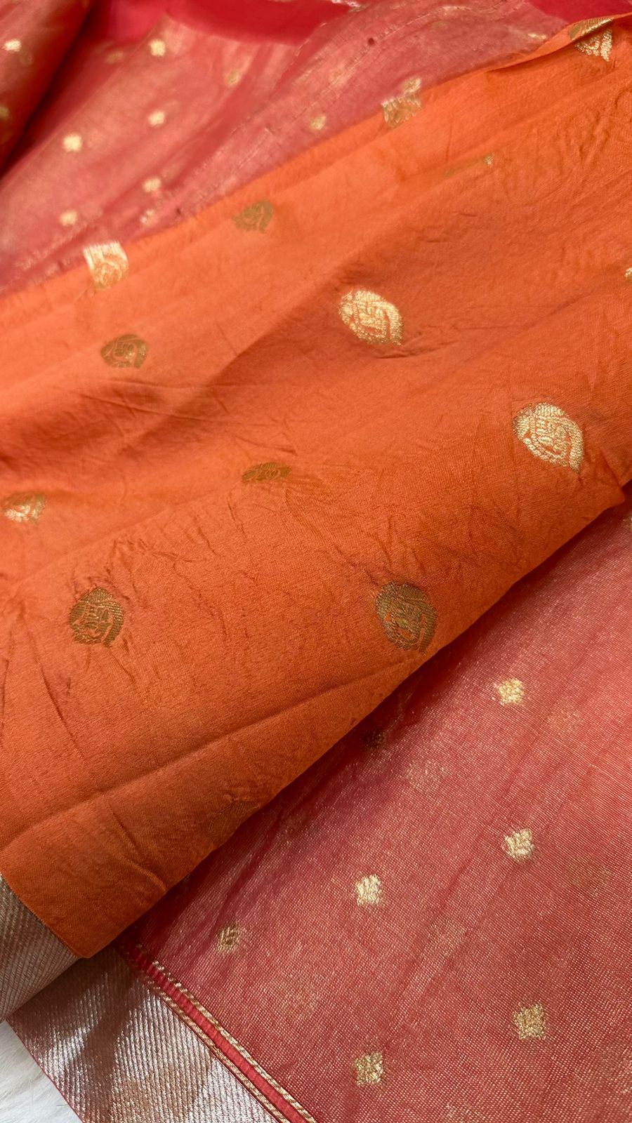 Pure Organza Silk Zari Buti Zari Lines Design Saree