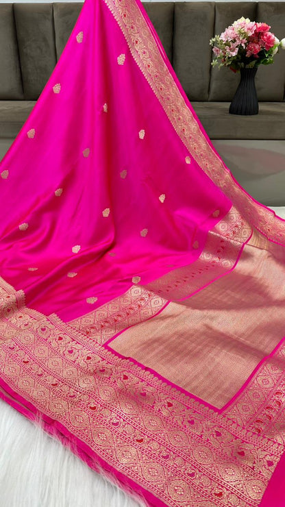 Pure Handloom Mashru Silk Skirt Mina Border Banarasi Saree