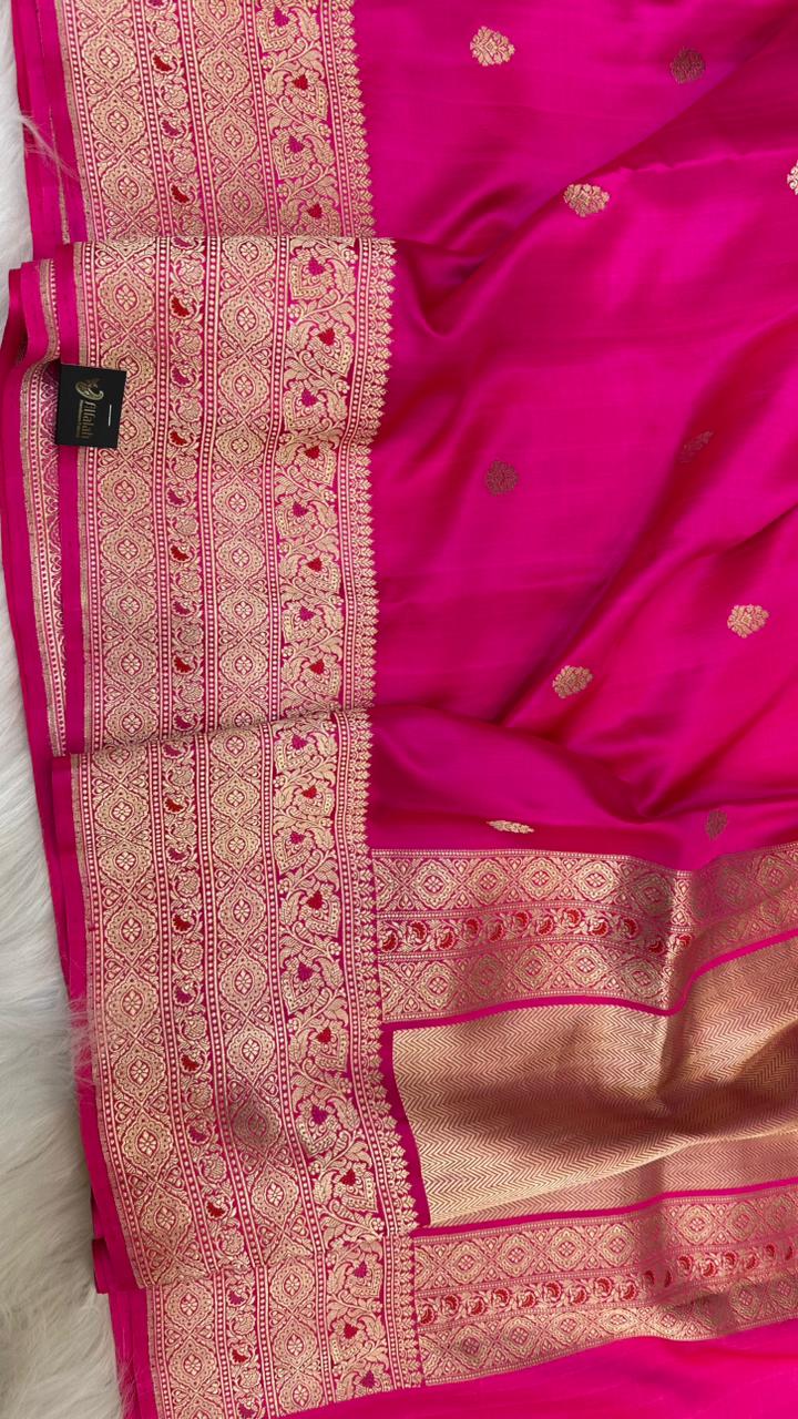 Pure Handloom Mashru Silk Skirt Mina Border Banarasi Saree