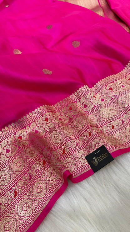 Pure Handloom Mashru Silk Skirt Mina Border Banarasi Saree