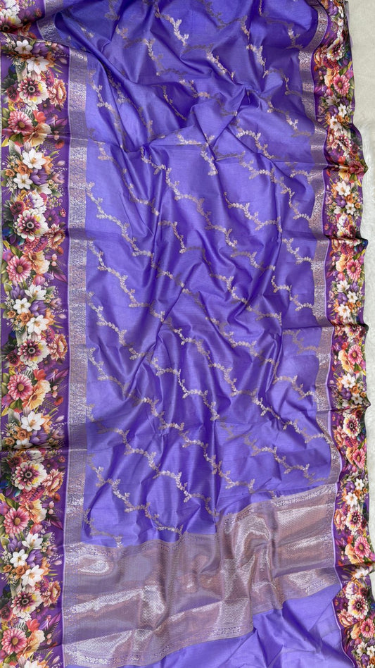 Handloom Pure mango silk mashru printed border saree