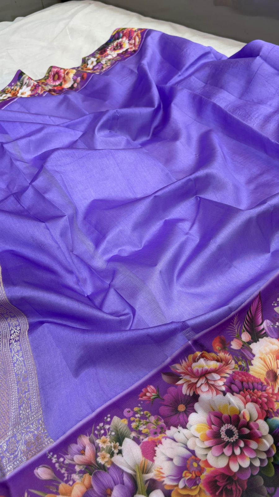 Handloom Pure mango silk mashru printed border saree