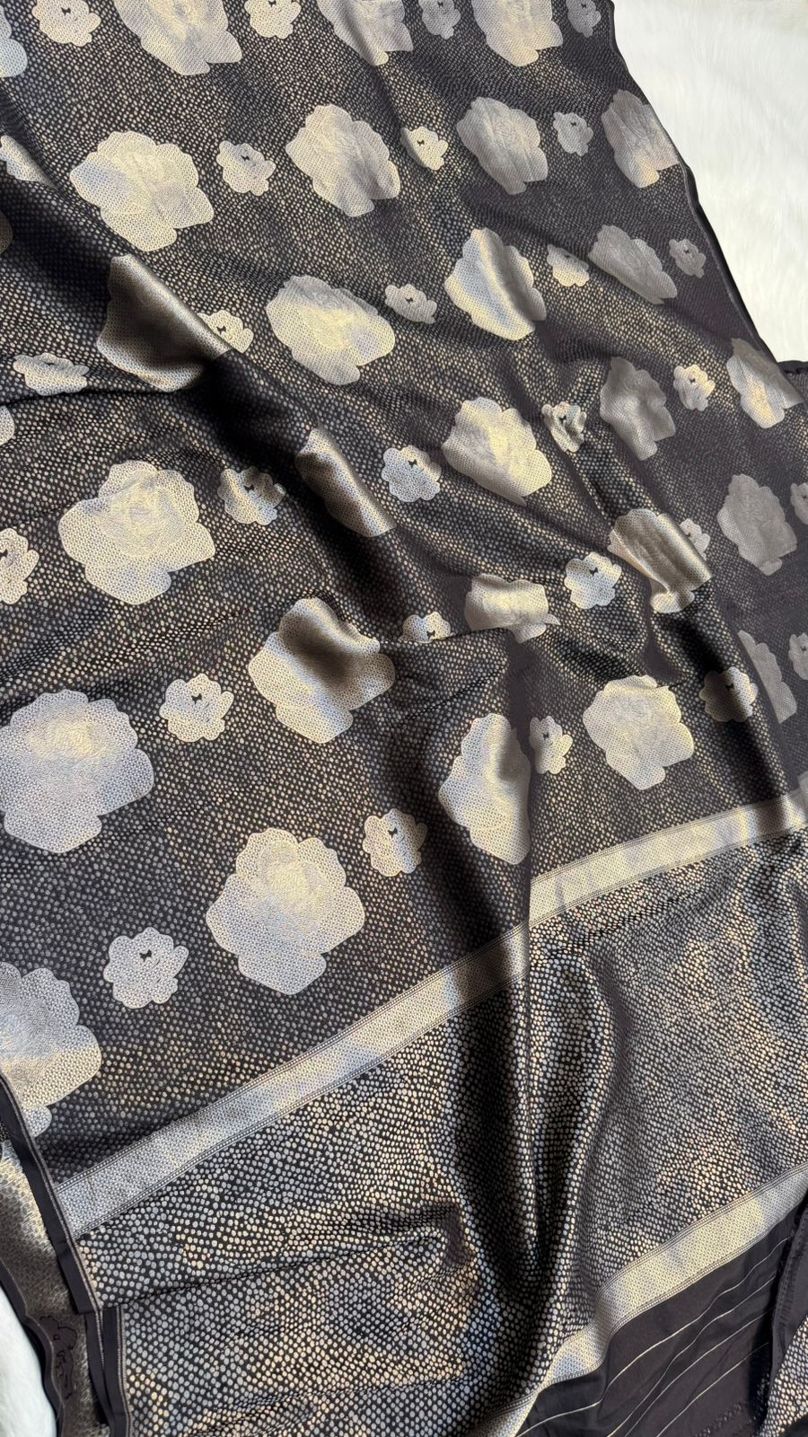 Handloom Pure Banarasi katan silk silver zari brocade light weight saree