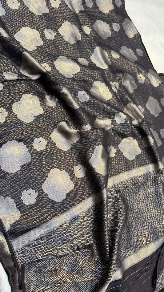 Handloom Pure Banarasi katan silk silver zari brocade light weight saree