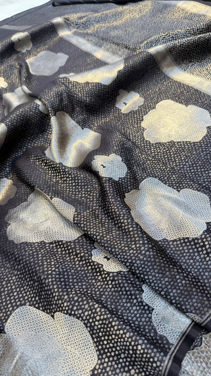 Handloom Pure Banarasi katan silk silver zari brocade light weight saree