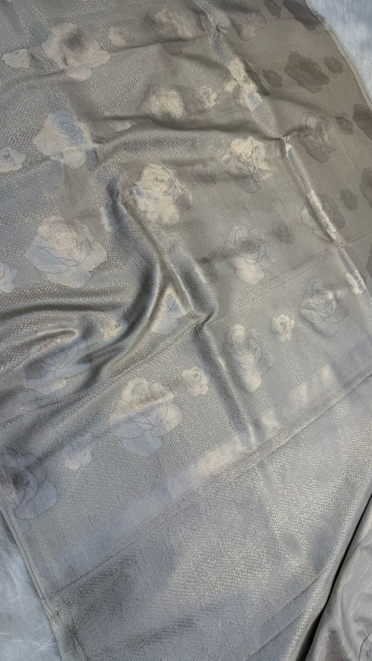 Handloom Pure Banarasi katan silk silver zari brocade light weight saree