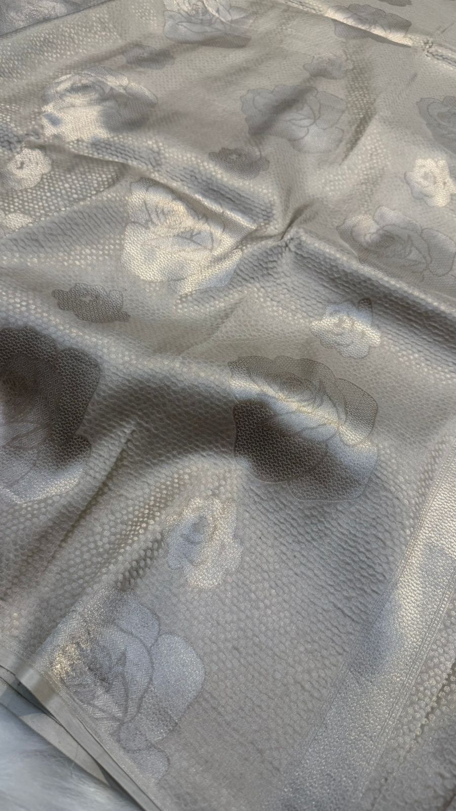 Handloom Pure Banarasi katan silk silver zari brocade light weight saree