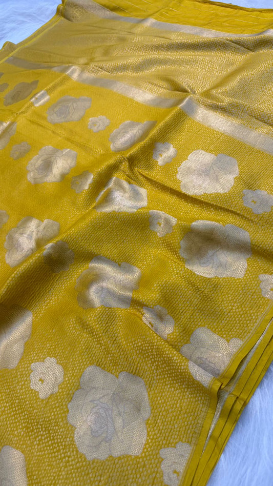 Handloom Pure Banarasi katan silk silver zari brocade light weight saree