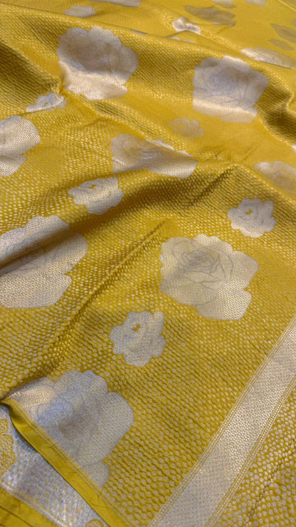 Handloom Pure Banarasi katan silk silver zari brocade light weight saree