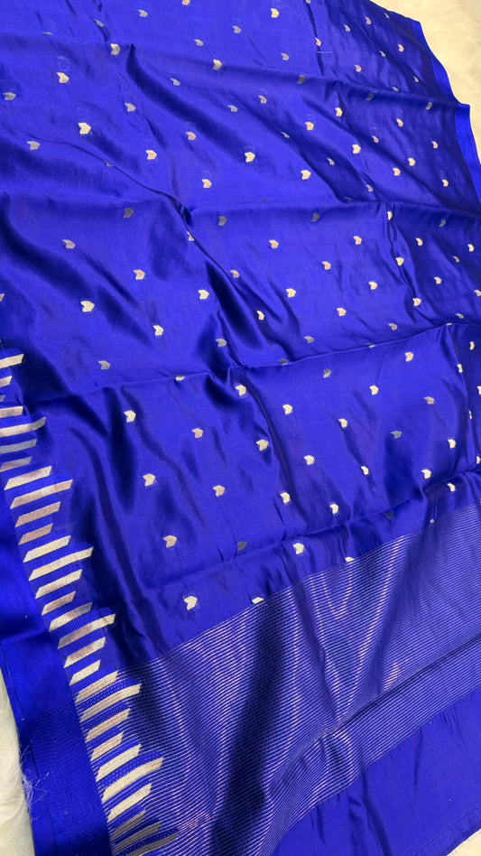 Pure Banarasi Soft Mango Silk Mashru Border Saree