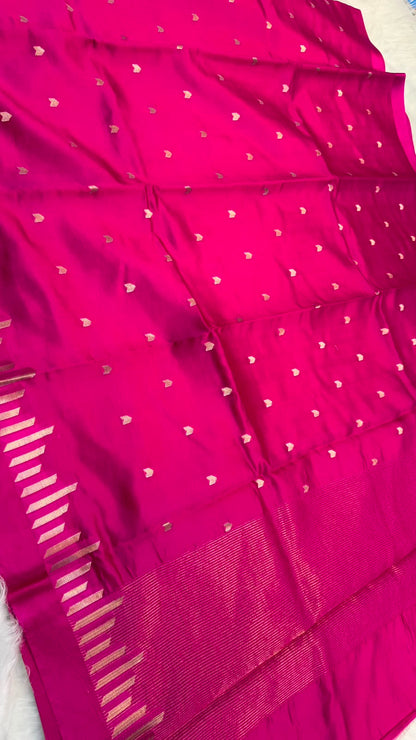Pure Banarasi Soft Mango Silk Mashru Border Saree