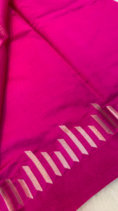 Pure Banarasi Soft Mango Silk Mashru Border Saree