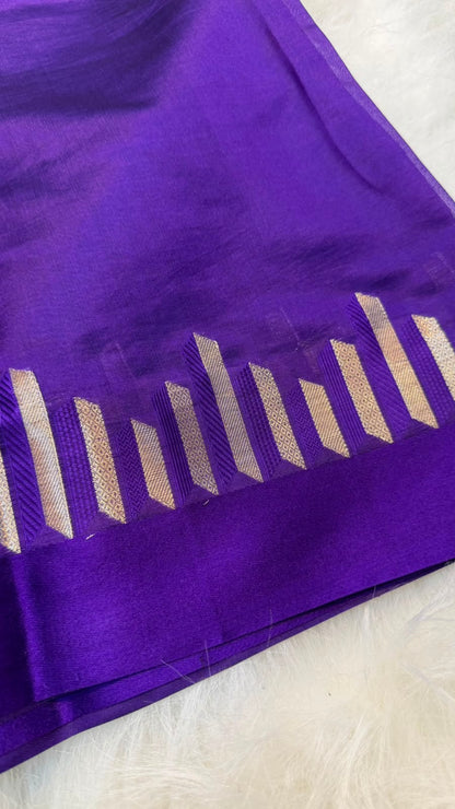 Pure Banarasi Soft Mango Silk Mashru Border Saree