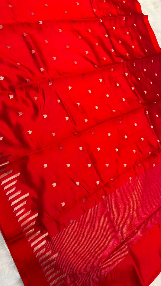 Pure Banarasi Soft Mango Silk Mashru Border Saree