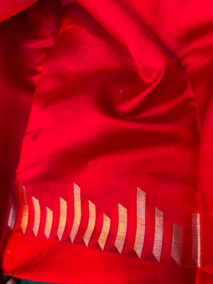 Pure Banarasi Soft Mango Silk Mashru Border Saree