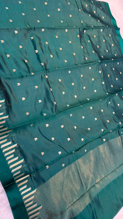 Pure Banarasi Soft Mango Silk Mashru Border Saree
