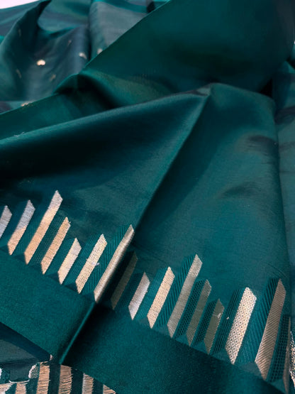 Pure Banarasi Soft Mango Silk Mashru Border Saree