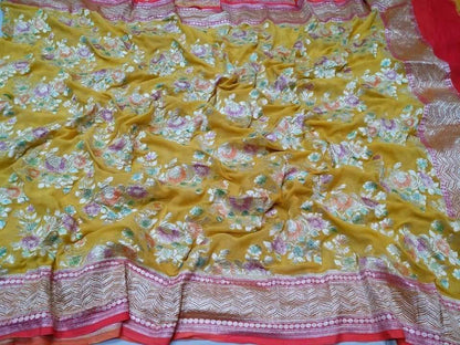 Banarasi pure georgett chiffon handloom khaddi meenakari dupatta