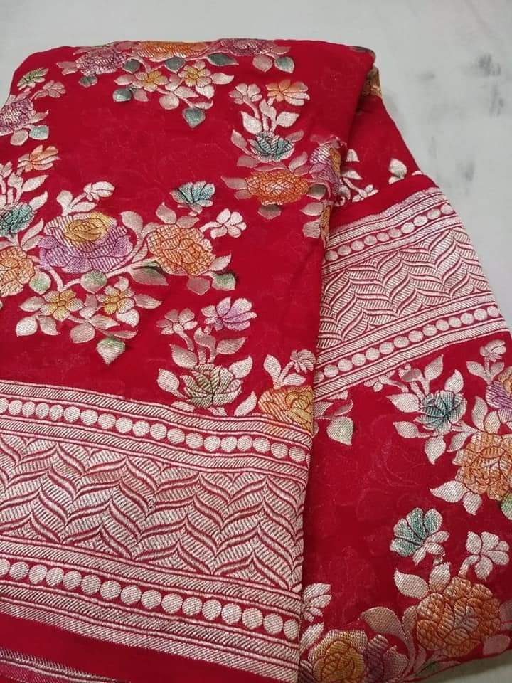 Banarasi pure georgett chiffon handloom khaddi meenakari dupatta