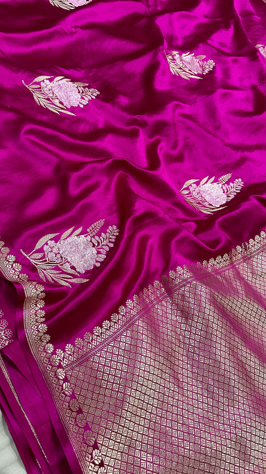 Handwoven Pure Banarasi mashru silk Sona Rupa kaduwa buta Work Saree