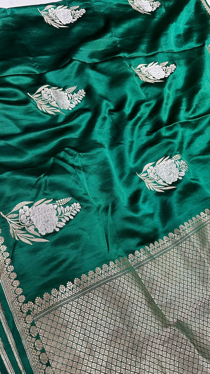 Handwoven Pure Banarasi mashru silk Sona Rupa kaduwa buta Work Saree