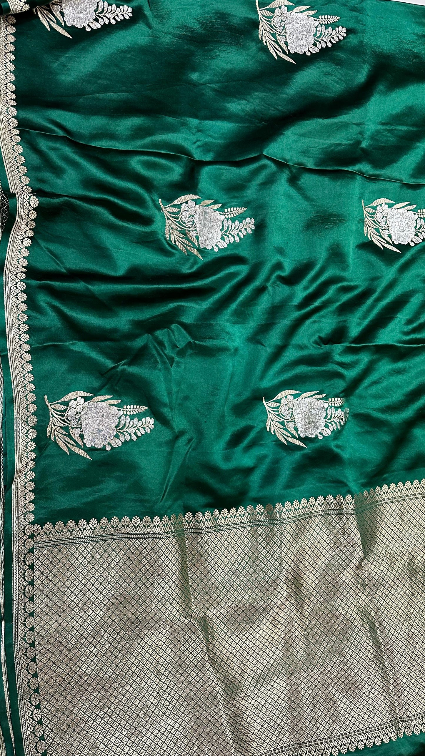 Handwoven Pure Banarasi mashru silk Sona Rupa kaduwa buta Work Saree