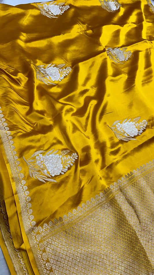 Handwoven Pure Banarasi mashru silk Sona Rupa kaduwa buta Work Saree