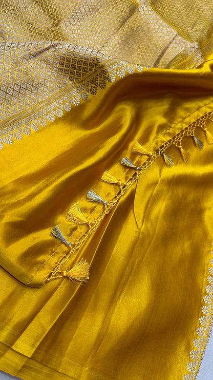 Handwoven Pure Banarasi mashru silk Sona Rupa kaduwa buta Work Saree