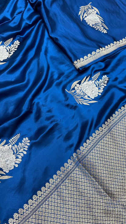 Handwoven Pure Banarasi mashru silk Sona Rupa kaduwa buta Work Saree