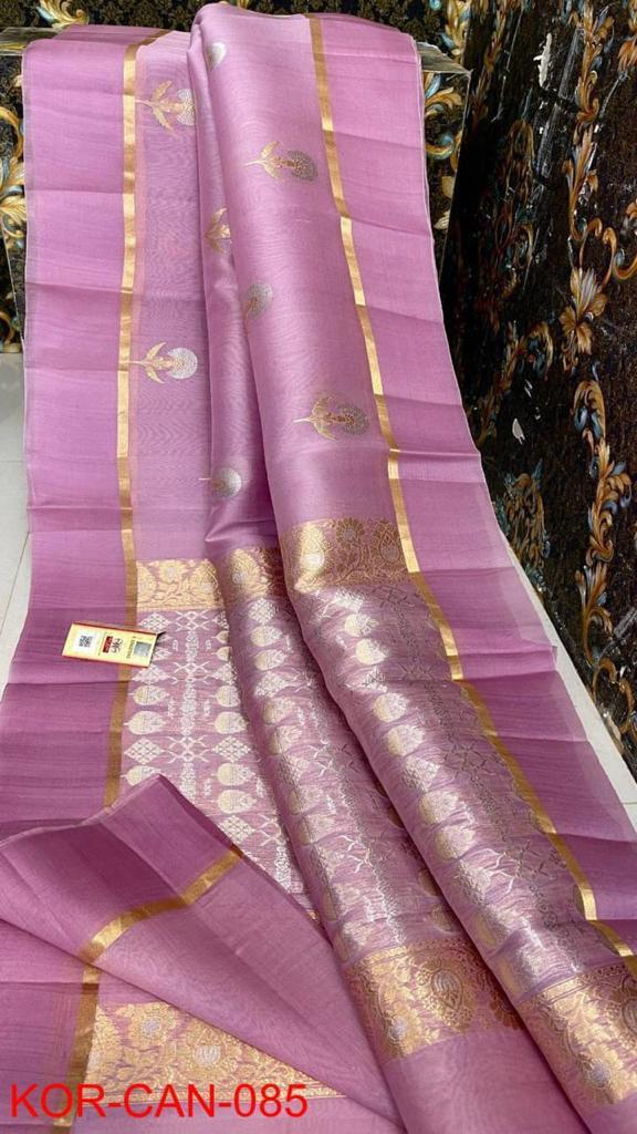 Handwoven Banarasi pure kora Organza sarees