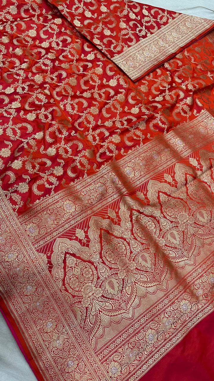 Handloom Pure satin silk jangla saree