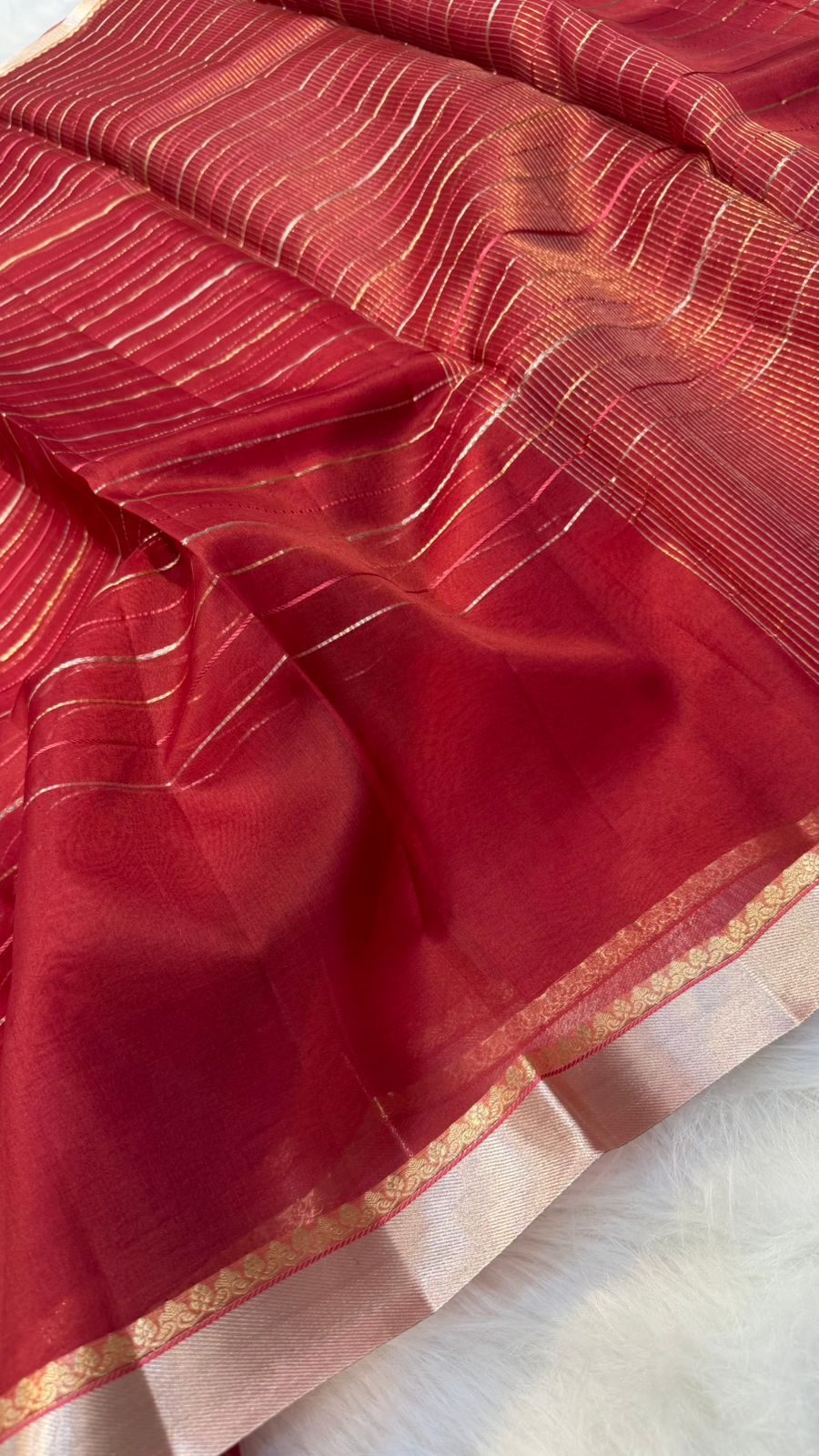 Pure Banarasi Soft Organza Silk Zari lines zari border saree