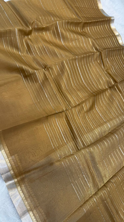 Pure Banarasi Soft Organza Silk Zari lines zari border saree