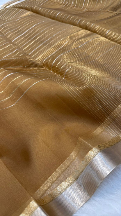Pure Banarasi Soft Organza Silk Zari lines zari border saree