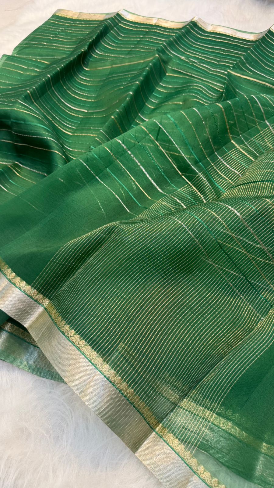 Pure Banarasi Soft Organza Silk Zari lines zari border saree