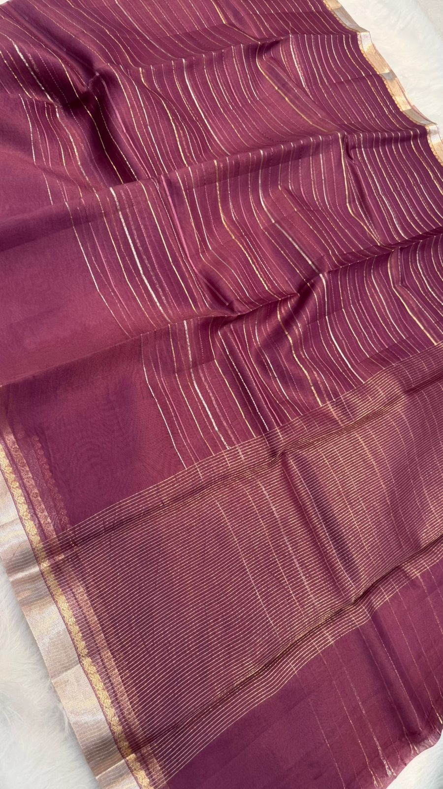 Pure Banarasi Soft Organza Silk Zari lines zari border saree