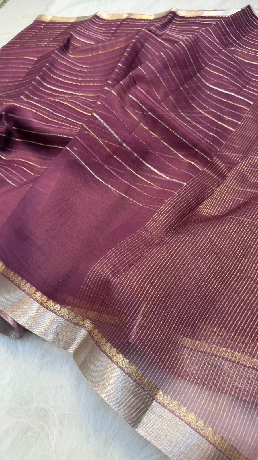 Pure Banarasi Soft Organza Silk Zari lines zari border saree