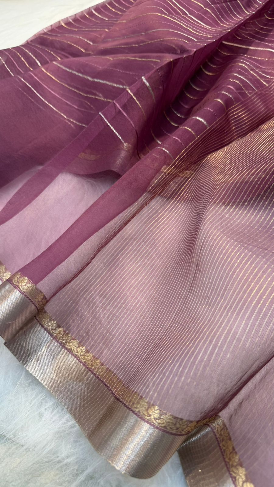 Pure Banarasi Soft Organza Silk Zari lines zari border saree
