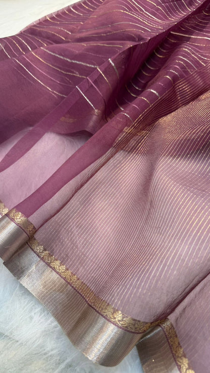 Pure Banarasi Soft Organza Silk Zari lines zari border saree