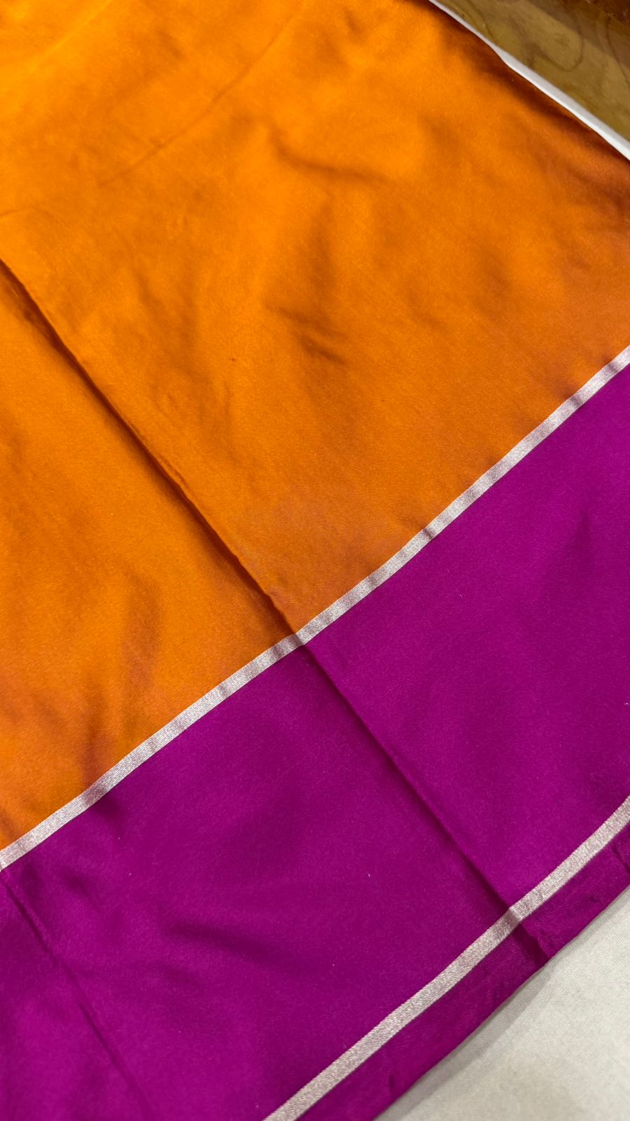 Handloom Pure Satin Silk Contrast Satin Border Saree