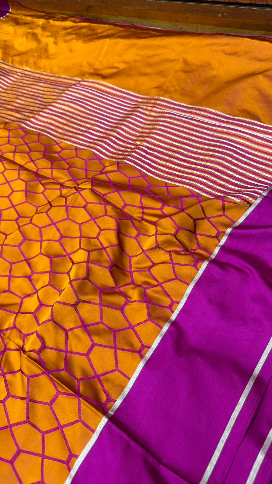 Handloom Pure Satin Silk Contrast Satin Border Saree